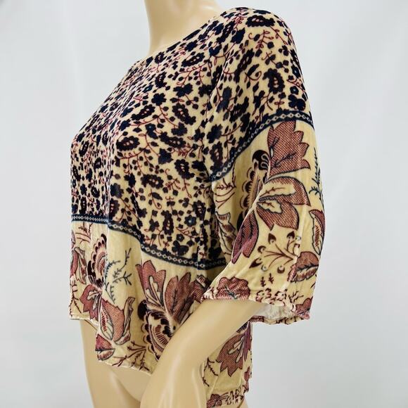 Chaser Folkloric Tapestry Silk Blend Boat Neck Top - Picture 4 of 12